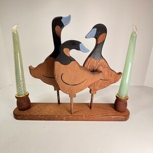 Wooden Goose Candle Holder Canadian‎ Geese Candle Holder Candles Included VTG